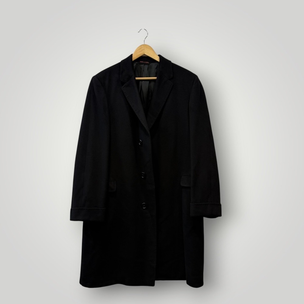 Vintage 100% Cashmere Sz 42R Large Overcoat Mens Black Made in Austria